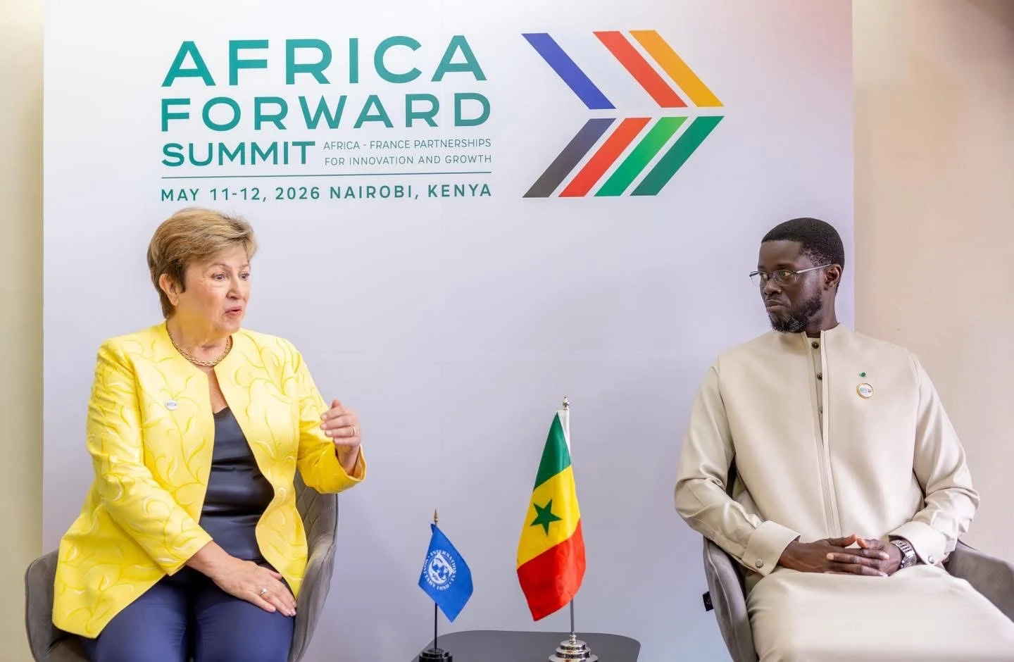 Kristalina Georgieva et Bassirou Diomaye Faye lors d'une rencontre économique