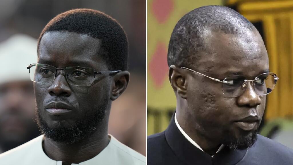 Le président du Sénégal, Bassirou Diomaye Faye, et Ousmane Sonko, lors d'une réunion politique
