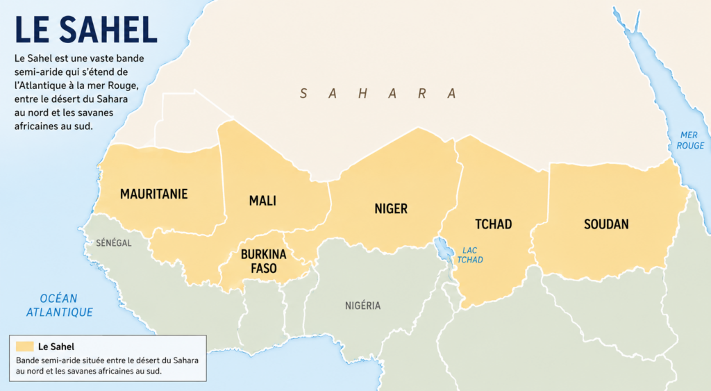 Carte illustrant la crise humanitaire au Sahel