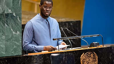 Le président Bassirou Diomaye Faye lors d'un discours public