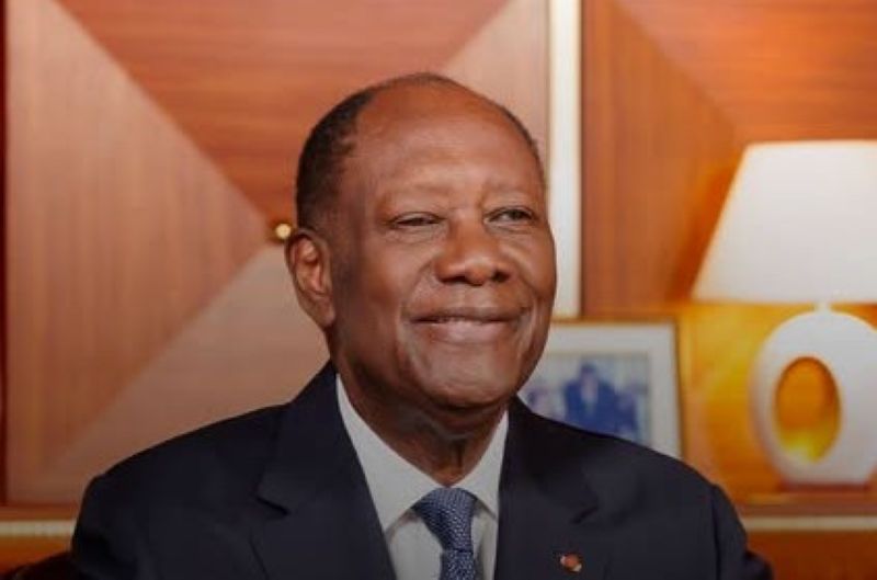 Portrait d'Alassane Dramane Ouattara lors d'un discours à Abidjan